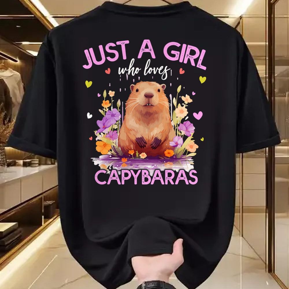 Cute Capybara Shirt, Funny Capybara Unisex T-Shirt/Hoodie/Sweatshirt HLT00 - Just A Girl Who Loves Capybaras For Women Girls T-Shirt