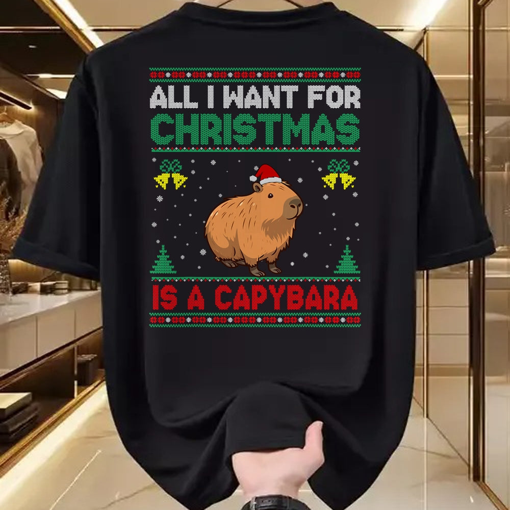 Cute Capybara Shirt, Funny Capybara UnisexT-Shirt/Hoodie/Sweatshirt HLT00 - All I Want for Christmas is A Capybara Ugly Sweater T-Shirt