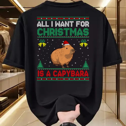 Cute Capybara Shirt, Funny Capybara UnisexT-Shirt/Hoodie/Sweatshirt HLT00 - All I Want for Christmas is A Capybara Ugly Sweater T-Shirt