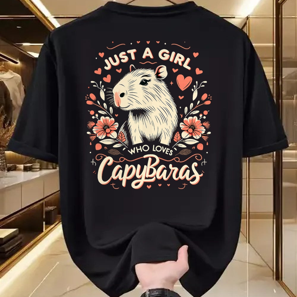 Cute Capybara Shirt, Funny Capybara Unisex T-Shirt/Hoodie/Sweatshirt HLT00 - Just a Girl who Loves Capybaras T-Shirt (6)