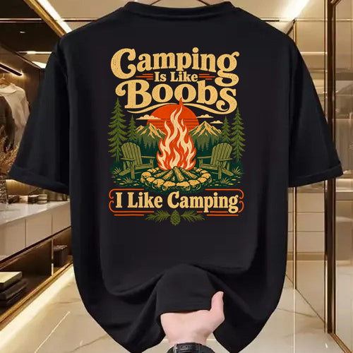 Funny Camping Shirt, Gift For Camping Lover Unisex T-Shirt/Hoodie/Sweatshirt HLT00 - Camping is Like Boobs Funny Campfire Camper Mens Womens T-Shirt