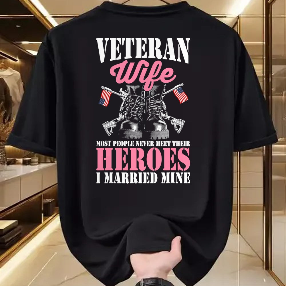 Best Wife Shirt, Wife and Husband Unisex T-Shirt/Hoodie/Sweatshirt HLT00 - Gift for wife T shirt, lucky wife   Veteran Wife Married Mine Proud Military Veteran Husband T-Shirt