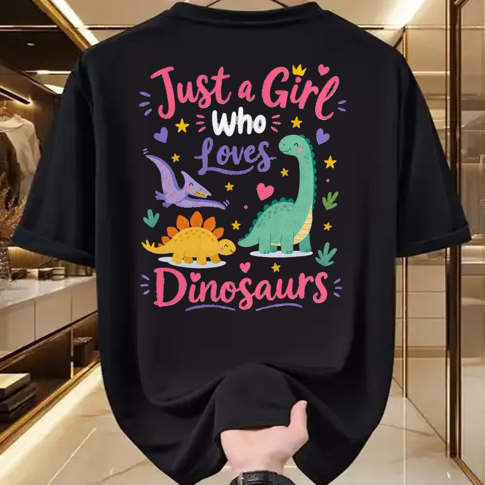 Best Dinosaur Lover Shirt, Funny Dinosaur UnisexT-Shirt/Hoodie/Sweatshirt HLT00 - Just a Girl Who Loves Dinosaurs Cartoon Design T-Shirt