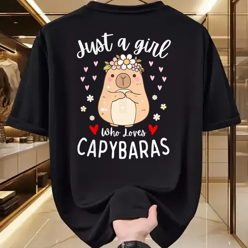 Cute Capybara Shirt, Funny Capybara Unisex T-Shirt/Hoodie/Sweatshirt HLT00 - Just a Girl Who Loves Capybaras Cute Rodent Animal Capybara T-Shirt