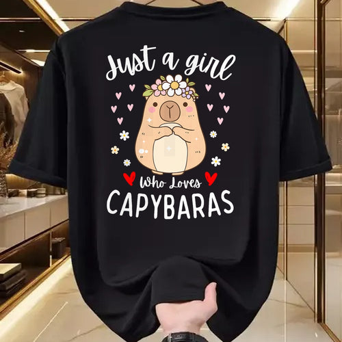 Cute Capybara Shirt, Funny Capybara Unisex T-Shirt/Hoodie/Sweatshirt HLT00 - Just a Girl Who Loves Capybaras Cute Rodent Animal Capybara T-Shirt