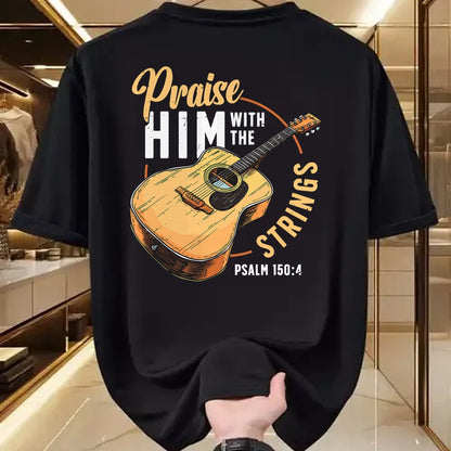Guitar Lover Shirt, Funny Guitar UnisexT-Shirt/Hoodie/Sweatshirt HLT00 - Praise Him with The Strings Bible Psalm Christian Guitar T-Shirt