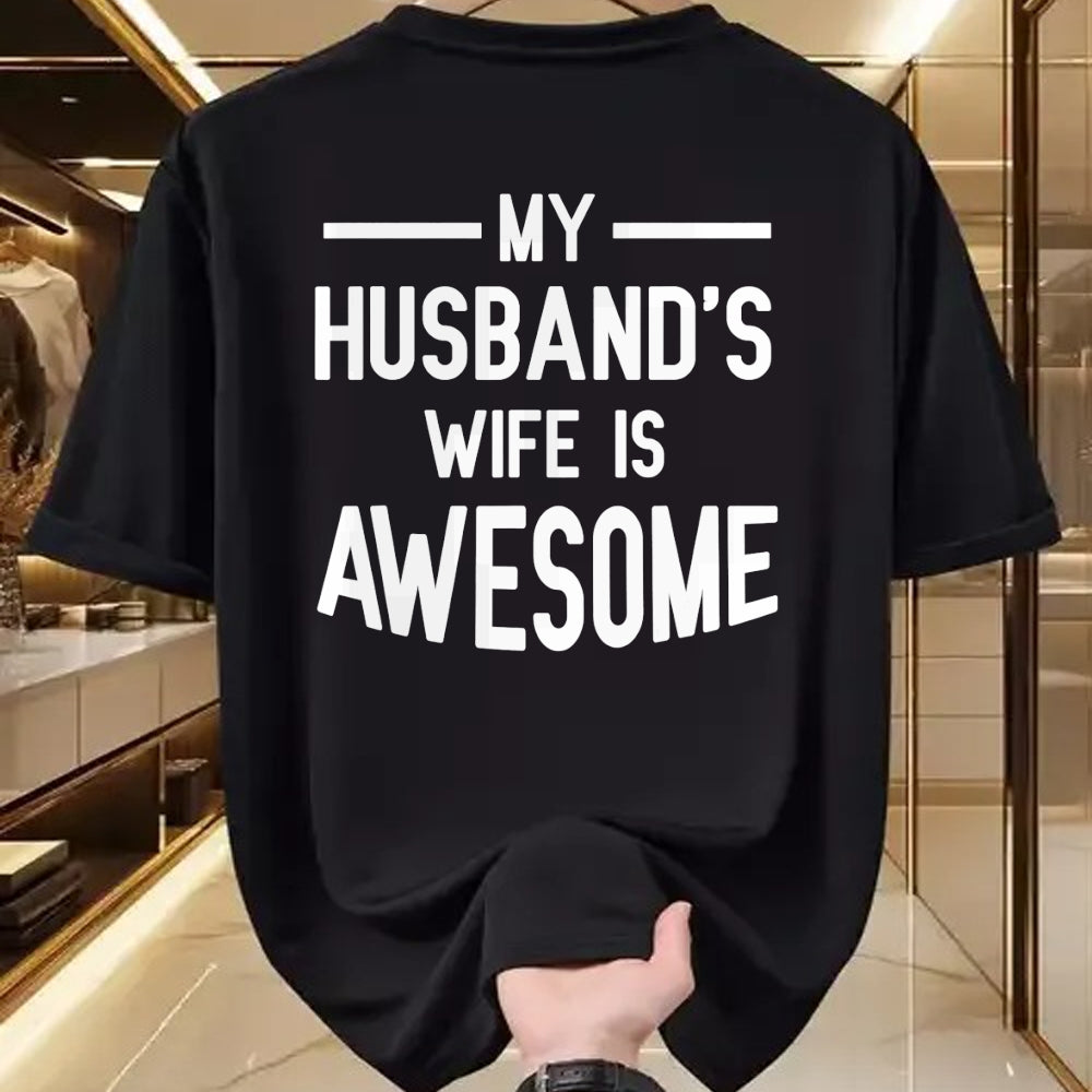 Best Wife Shirt, Wife and Husband Unisex T-Shirt/Hoodie/Sweatshirt HLT00 - Women's My Husband's Wife Is Awesome Funny T-Shirt (1)
