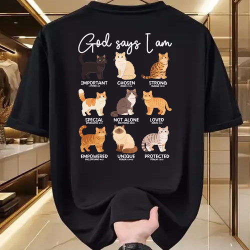 Cat Love Shirt, Funny Cat Lover Gift UnisexT-Shirt/Hoodie/Sweatshirt HLT00 - God Says I Am Bible Verses Christian Scripture Cat T-Shirt