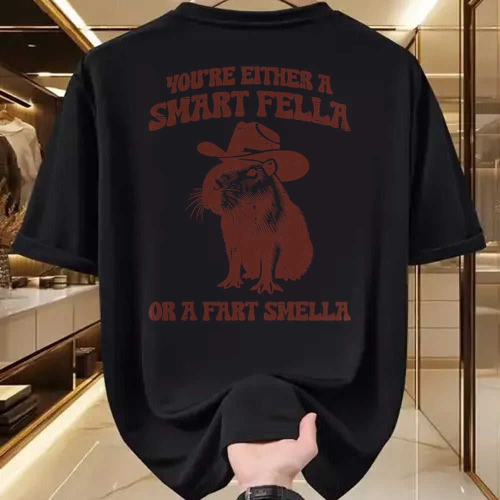 Cute Capybara Shirt, Funny Capybara Unisex T-Shirt/Hoodie/Sweatshirt HLT00 - Capybara Either Smart Fella Fart Smella Funny Men Women Kids T-Shirt