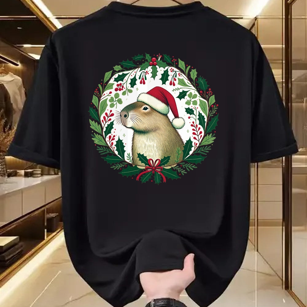 Cute Capybara Shirt, Funny Capybara Unisex T-Shirt/Hoodie/Sweatshirt HLT00 - Capybara Christmas illustration Long Sleeve T-Shirt (1)