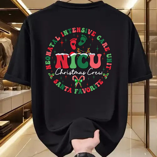 Funny Nurse Shirt, Nurse Unisex T-Shirt/Hoodie/Sweatshirt HLT00 - NICU Christmas Crew NICU Nurse Santa Favorite Xmas Costume T-Shirt