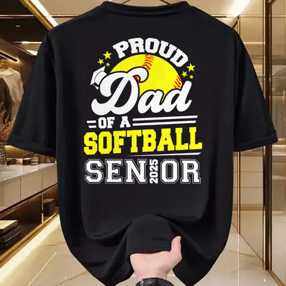 Gift for Dad Shirt, Funny Dad Unisex T-Shirt/Hoodie/Sweatshirt HLT00 – Proud Dad Of A Softball Senior 2025 Graduate T-Shirt