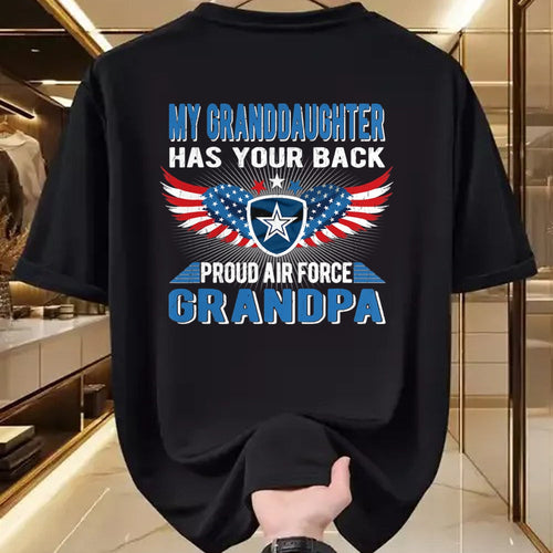 Best Grandpa Shirt, Proud Grandpa Unisex T-Shirt/Hoodie/Sweatshirt HLT00 - My Granddaughter Has Your Back Proud Air Force Grandpa Gift T-Shirt