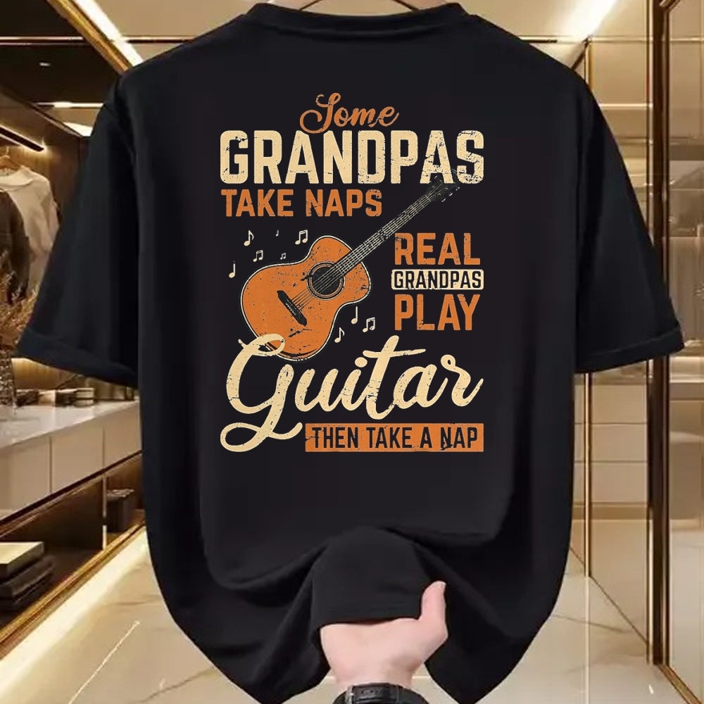 Guitar Lover Shirt, Funny Guitar UnisexT-Shirt/Hoodie/Sweatshirt HLT00 - Real Grandpas Play Guitar Then Take Nap Funny Guitarist T-Shirt, Men, Black, 3X-Large