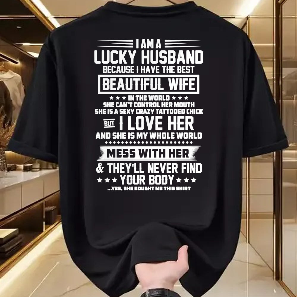 Best Wife Shirt, Wife and Husband Unisex T-Shirt/Hoodie/Sweatshirt HLT00 - Gift for wife T shirt, lucky wife   I am a lucky husband because i have the best beautiful wife Pull