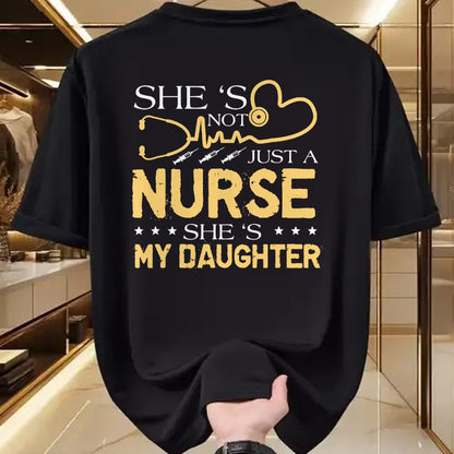 Funny Nurse Shirt, Nurse Unisex T-Shirt/Hoodie/Sweatshirt HLT00 - My Daughter Is A Nurse Proud Nurse's Mom Dad RN LPN Family T-Shirt (3)