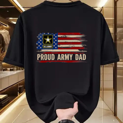 Gift for Dad Shirt, Funny Dad Unisex T-Shirt/Hoodie/Sweatshirt HLT00 – Vintage Proud Army Dad American Flag Veteran Gift T-Shirt