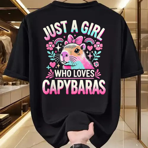 Cute Capybara Shirt, Funny Capybara Unisex T-Shirt/Hoodie/Sweatshirt HLT00 - Capybara Just a Girl who loves Capybaras T-Shirt (3)