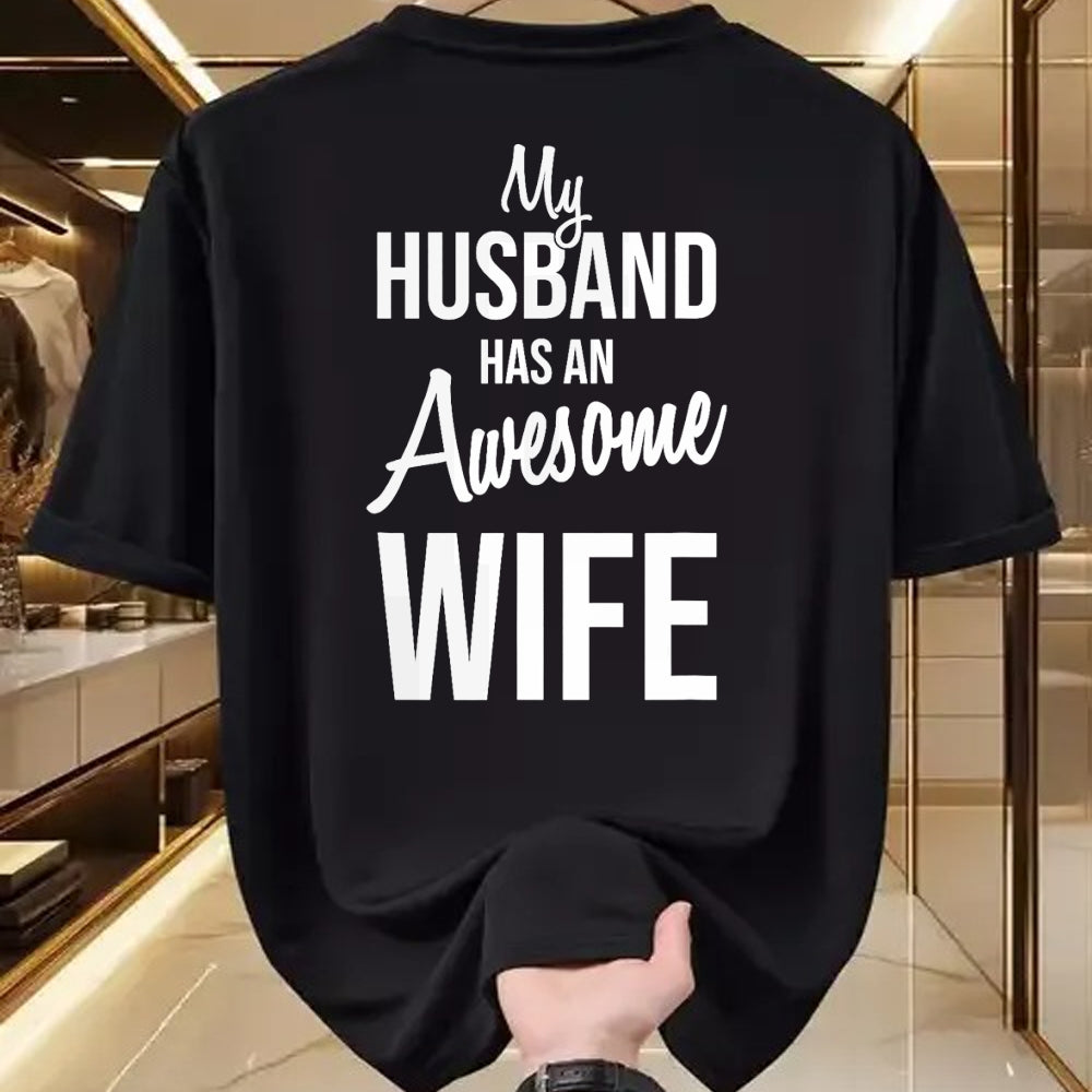 Best Wife Shirt, Wife and Husband Unisex T-Shirt/Hoodie/Sweatshirt HLT00 - My Husband Has An Awesome Wife T-Shirt (2)