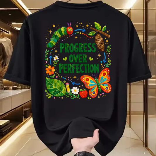Best Student Shirt, Funny Back To School UnisexT-Shirt/Hoodie/Sweatshirt HLT00 - Teachers Back to School Progress Over Perfection Butterfly T-Shirt