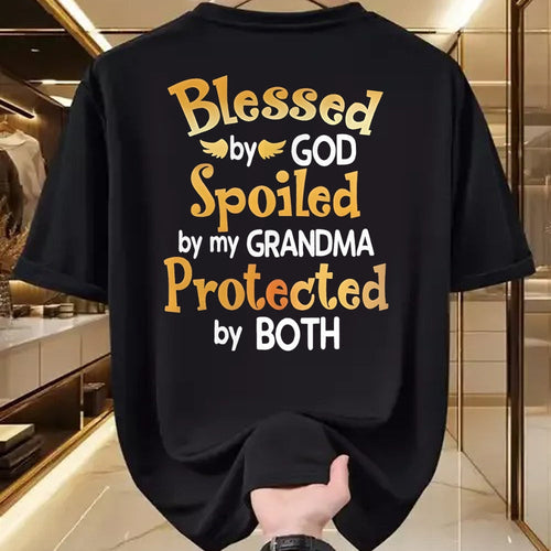 Best Grandma Shirt, Proud Grandma Unisex T-Shirt/Hoodie/Sweatshirt HLT00 - Blessed By God Spoiled By My Grandma Grandson Granddaughter T-Shirt
