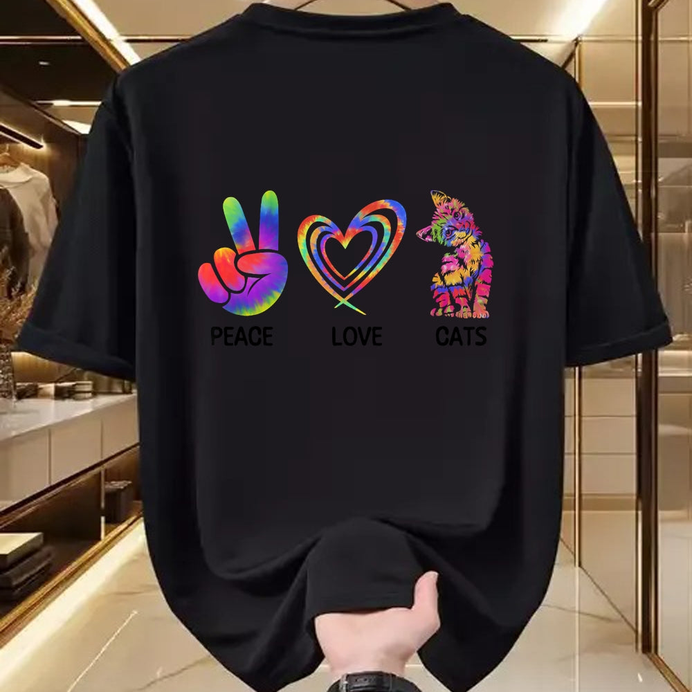 Cat Love Shirt, Funny Cat Lover Gift UnisexT-Shirt/Hoodie/Sweatshirt HLT00 - Peace Love Cats Funny Kitty Cat Lover T-Shirt