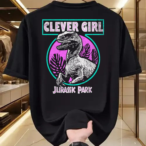 Best Dinosaur Lover Shirt, Funny Dinosaur UnisexT-Shirt/Hoodie/Sweatshirt HLT00 - Jurassic Park Distressed Teal Raptor Clever Girl Short Sleeve T-Shirt