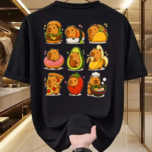 Cute Capybara Shirt, Funny Capybara UnisexT-Shirt/Hoodie/Sweatshirt HLT00 - Capybara Food Kawaii Cute Animal Foodie Funny Cartoon T-Shirt