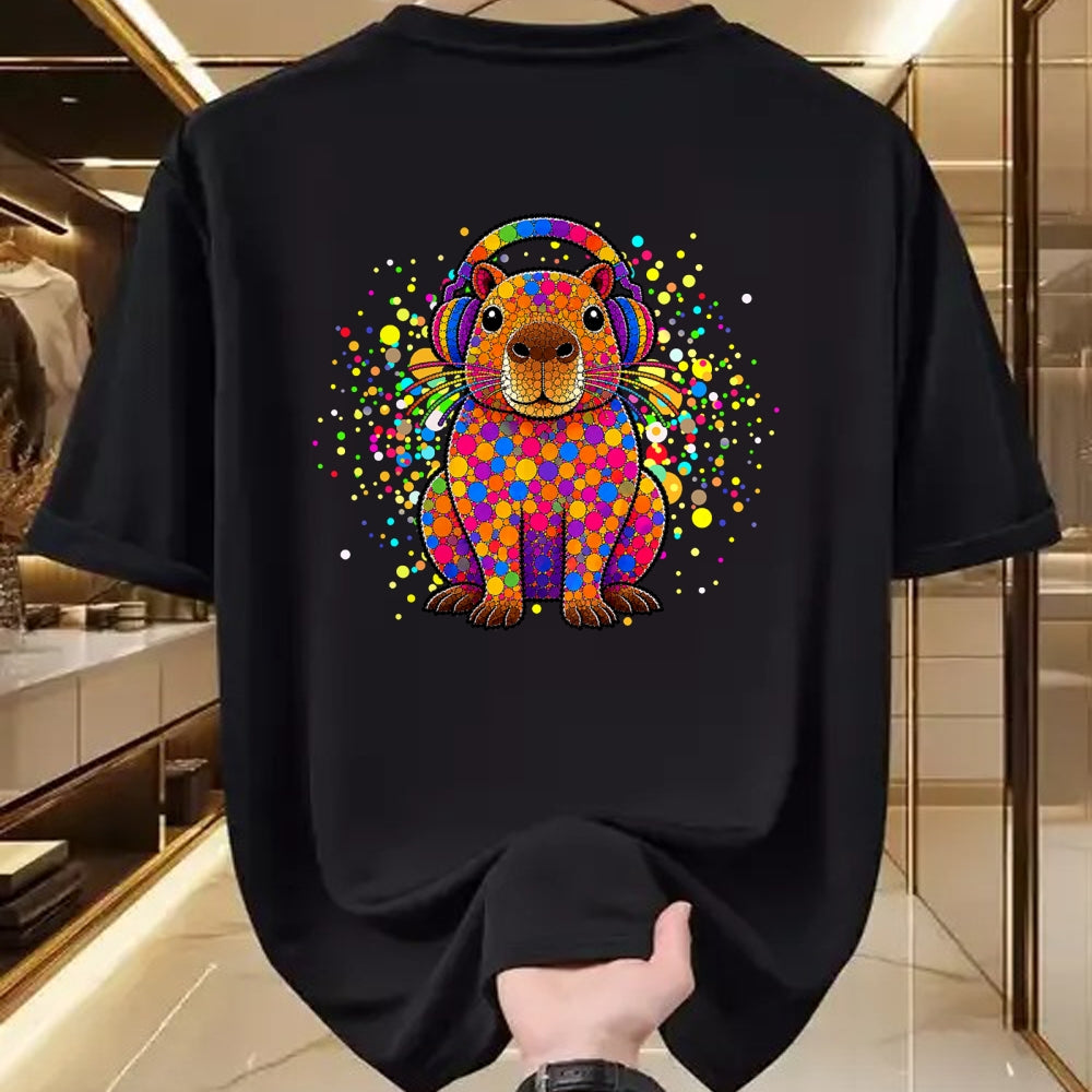Cute Capybara Shirt, Funny Capybara UnisexT-Shirt/Hoodie/Sweatshirt HLT00 - Funny Capybara Dots Art Animal Lovers Students Boys Girls T-Shirt (1)