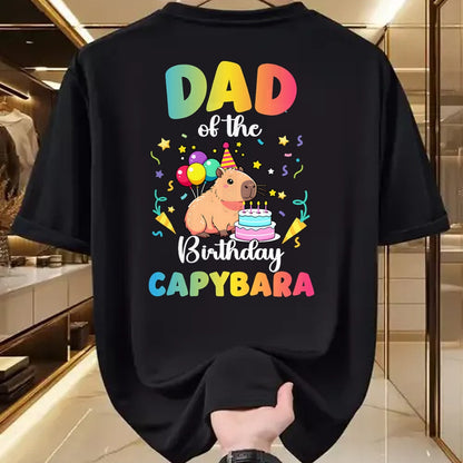 Cute Capybara Shirt, Funny Capybara Unisex T-Shirt/Hoodie/Sweatshirt HLT00 - Dad of The Birthday Girl Capybara Bday Party Family T-Shirt