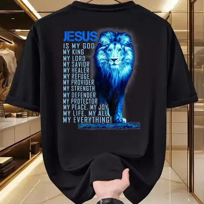 Christian Tee, Christian Faith Unisex T-Shirt/Hoodie/Sweatshirt HLT00 - Lion Christian Jesus Is My God King, Lord, and Savior T-Shirt