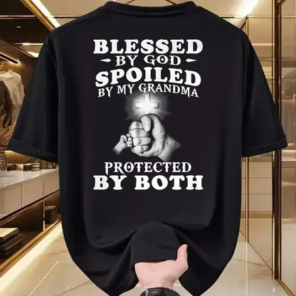 Best Wife Shirt, Wife and Husband Unisex T-Shirt/Hoodie/Sweatshirt HLT00 - Blessed by God spoiled by my grandma protected by both Premium T-Shirt (1)