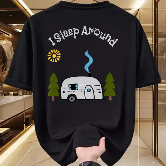 Funny Camping Shirt, Gift For Camping Lover Unisex T-Shirt/Hoodie/Sweatshirt HLT00 - Funny Sarcastic I Sleep Around RV Camping Outdoors top T-Shirt