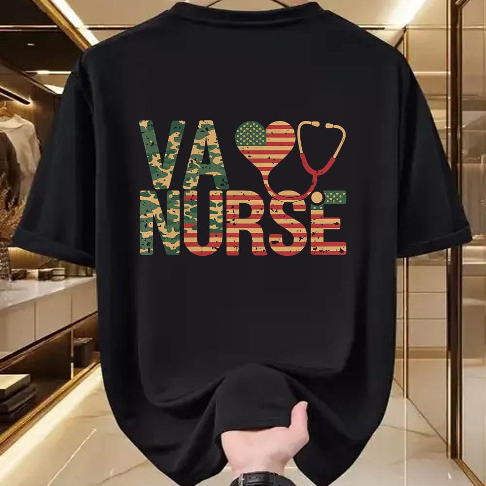 Proud Veteran Shirt, Funny Veteran UnisexT-Shirt/Hoodie/Sweatshirt HLT00 - VA Nurse Stethoscope Heart American Flag Camouflage Retro T-Shirt