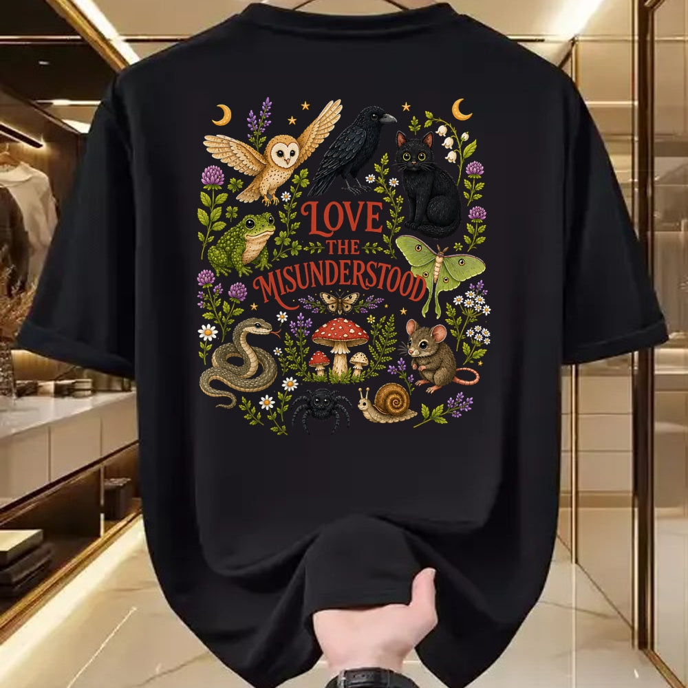 Cat Love Shirt, Funny Cat Lover Gift UnisexT-Shirt/Hoodie/Sweatshirt HLT00 - Love The Misunderstood Bat Raven Cat Snake Spider Moth Frog T-Shirt (3)