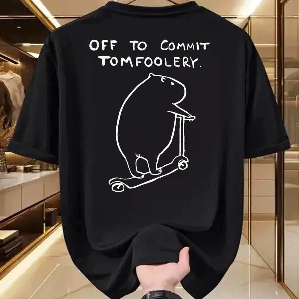 Cute Capybara Shirt, Funny Capybara Unisex T-Shirt/Hoodie/Sweatshirt HLT00 - Capybara Off to Commit Tomfoolery T-Shirt