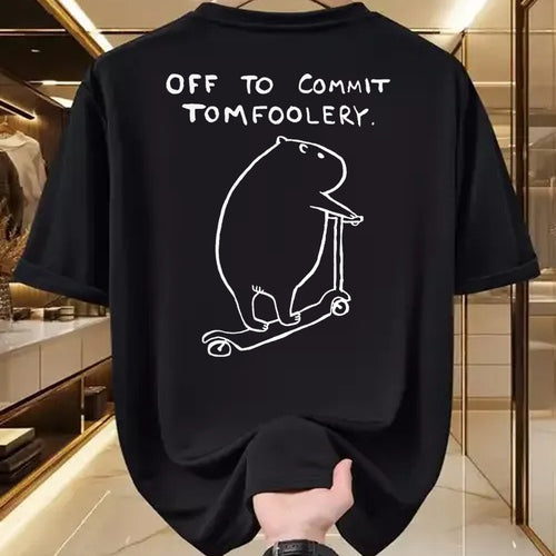 Cute Capybara Shirt, Funny Capybara Unisex T-Shirt/Hoodie/Sweatshirt HLT00 - Capybara Off to Commit Tomfoolery T-Shirt