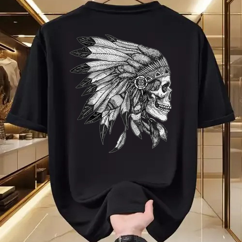 Native American T-Shirts, Vintage Native American Unisex T-Shirt/Hoodie/Sweatshirt HLT00 - American Motorcycle Skull Native Indian Eagle Chief Vintage (1)
