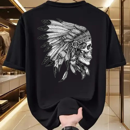 Native American T-Shirts, Vintage Native American Unisex T-Shirt/Hoodie/Sweatshirt HLT00 - American Motorcycle Skull Native Indian Eagle Chief Vintage (1)