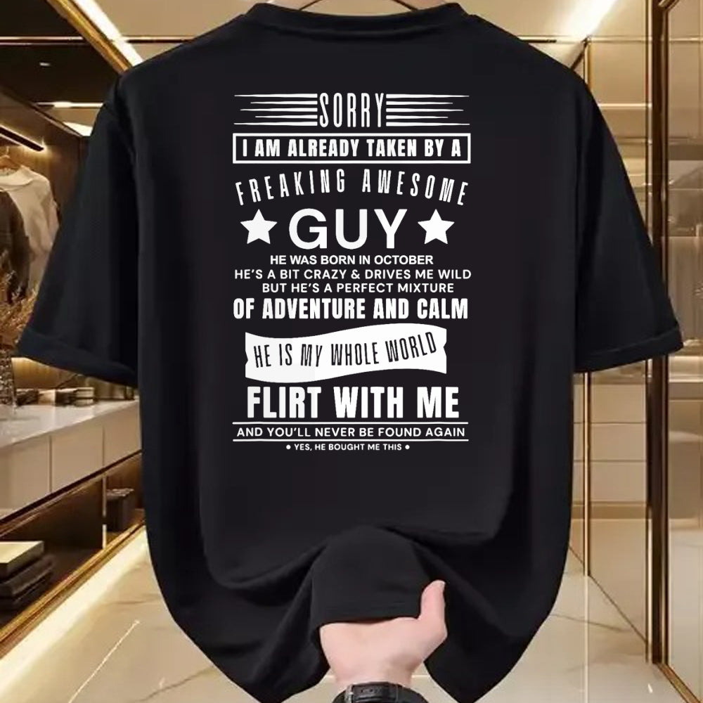 Best Wife Shirt, Wife and Husband Unisex T-Shirt/Hoodie/Sweatshirt HLT00 - Sorry I Am Already Taken By A Freaking Awesome Guy October T-Shirt (3)