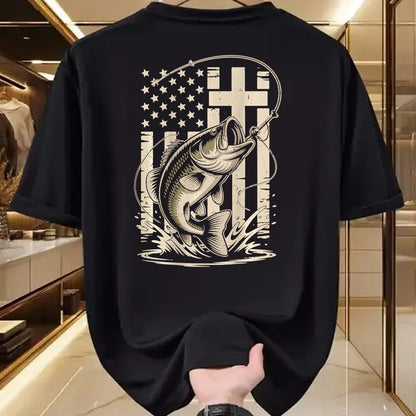 Funny Fishing Shirt, Gift For Fishing Lover Unisex T-Shirt/Hoodie/Sweatshirt HLT00 - Christian Fishing Camo Bass Fish American Flag Fishing Faith T-Shirt