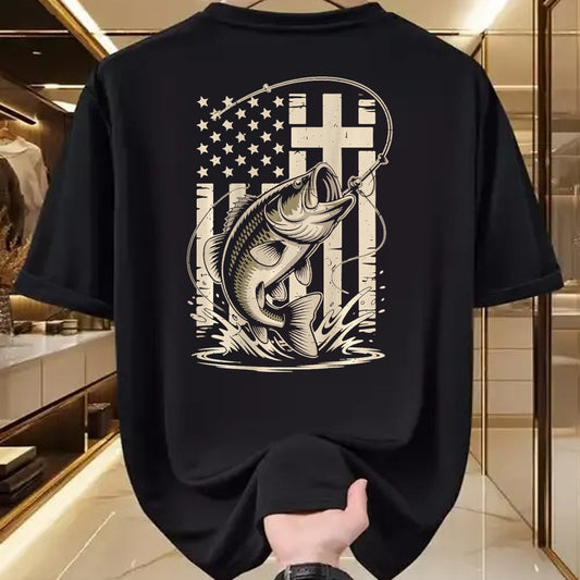 Funny Fishing Shirt, Gift For Fishing Lover Unisex T-Shirt/Hoodie/Sweatshirt HLT00 - Christian Fishing Camo Bass Fish American Flag Fishing Faith T-Shirt