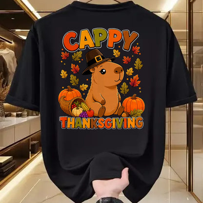 Cute Capybara Shirt, Funny Capybara UnisexT-Shirt/Hoodie/Sweatshirt HLT00 - Cappy Thanksgiving Cute Capybara Autumn Fall Leaves Pumpkin T-Shirt
