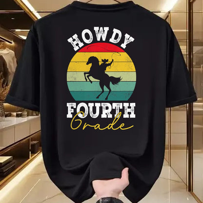 Best Student Shirt, Funny Back To School UnisexT-Shirt/Hoodie/Sweatshirt HLT00 - Howdy 4th Grade Cowboy Western Back To School Fourth Grade T-Shirt