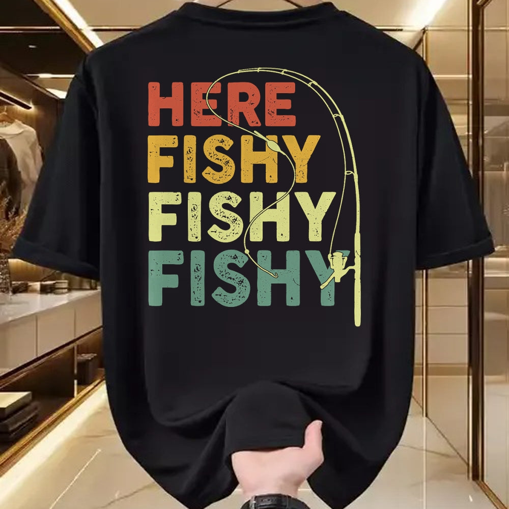 Funny Fishing Shirt, Gift For Fishing Lover Unisex T-Shirt/Hoodie/Sweatshirt HLT00 - Fishing Here-Fishy Bass Fish Dad Funny T-Shirt