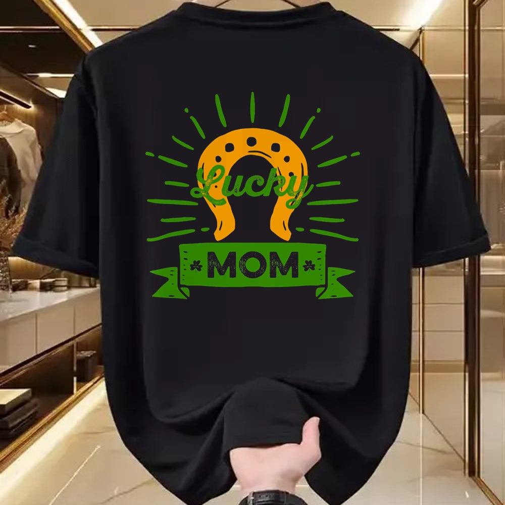 Gift for Mom Shirt, Funny Mom Unisex T-Shirt/Hoodie/Sweatshirt HLT00 - Lucky Mom St. Patricks Day Saint Paddy Horseshoe Shamrock T-Shirt