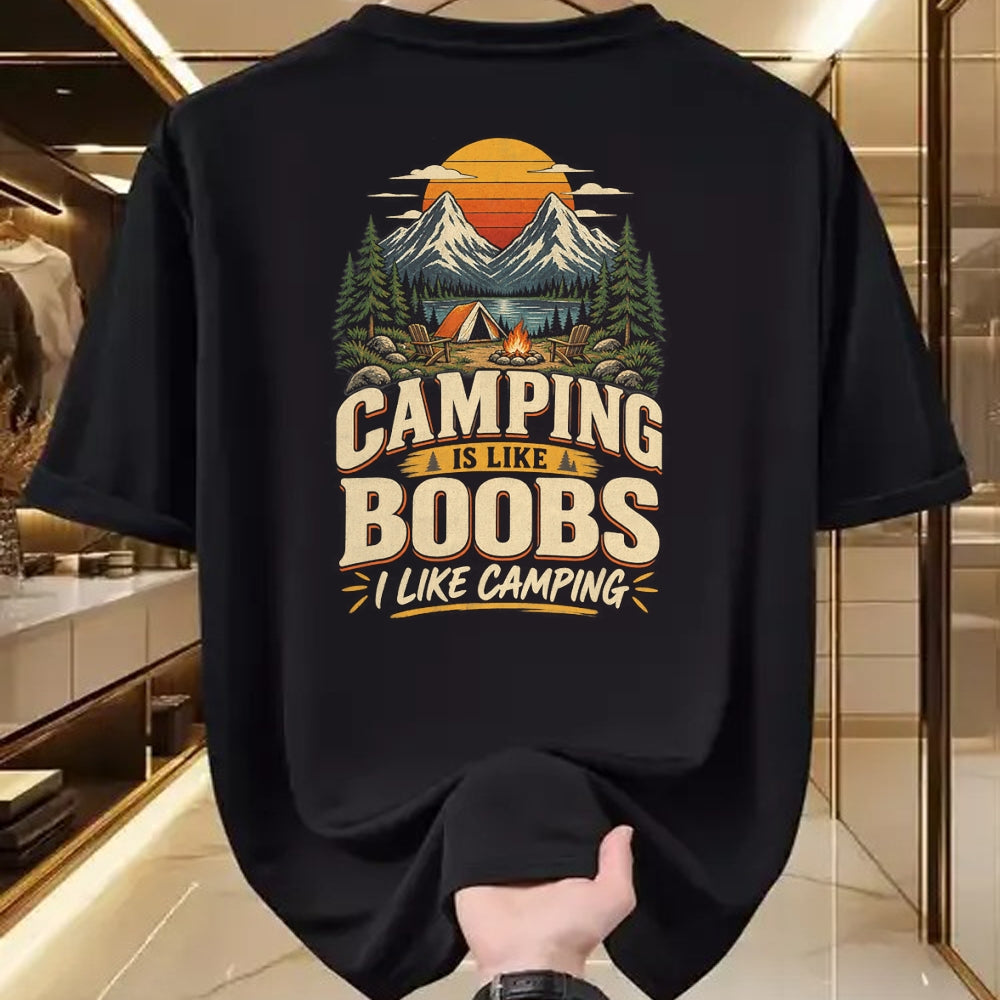 Funny Camping Shirt, Gift For Camping Lover Unisex T-Shirt/Hoodie/Sweatshirt HLT00 - Camping is Like Boobs I Like Camping Funny Outdoor Humor T-Shirt