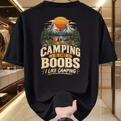 Funny Camping Shirt, Gift For Camping Lover Unisex T-Shirt/Hoodie/Sweatshirt HLT00 - Camping is Like Boobs I Like Camping Funny Outdoor Humor T-Shirt