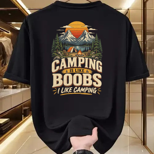 Funny Camping Shirt, Gift For Camping Lover Unisex T-Shirt/Hoodie/Sweatshirt HLT00 - Camping is Like Boobs I Like Camping Funny Outdoor Humor T-Shirt