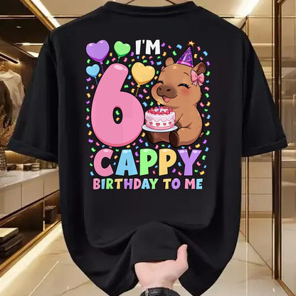 Cute Capybara Shirt, Funny Capybara UnisexT-Shirt/Hoodie/Sweatshirt HLT00 - Capybara Birthday Shirt 6 Kawaii Girl Capybara 6th Birthday T-Shirt